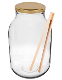 Glazen Pot 3 liter -inclusief deksel &amp; houten tang