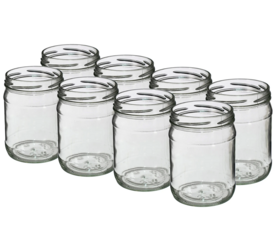 Glazenpotten 500 ml exclusief deksel verpakt per 8 stuks