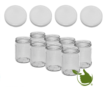 Inmaakpotten 500 ml met twist-off deksel wit, 8 stuks