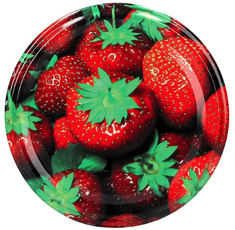 Twist-off deksel Aardbeien design 82mm, per 10