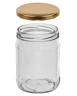 Glazenpotten 500 ml inclusief deksel (goud) verpakt per 6 stuks
