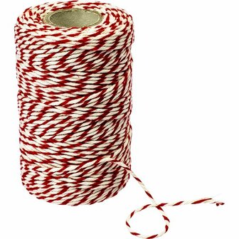 Slagerstouw Rood/Wit Katoen 100g