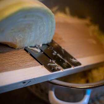 Houten Mandoline of Koolsnijder 3 messen 49 cm x 17 cm