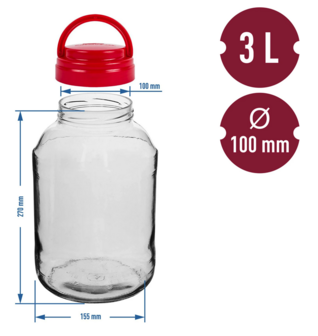 Glazen Pot 3 liter-inclusief deksel met handvat