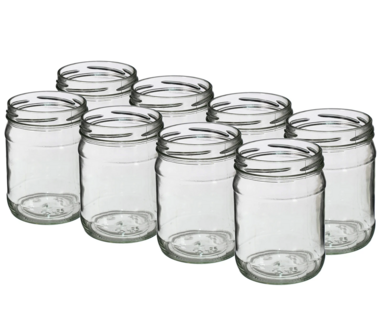 Glazenpotten 500 ml exclusief deksel verpakt per 8 stuks