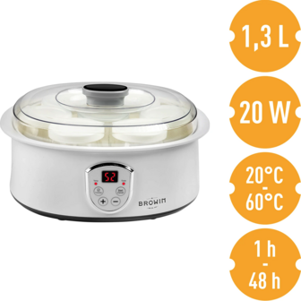 Yoghurtmaker 1.3 liter met thermostaat en 7 potten
