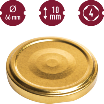 Twist-off deksel 66 mm goud 10 stuks