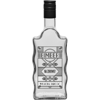 Glazenfles 0,5 L, met schroefdop, &quot;Bimber&quot; print