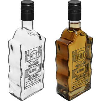 Glazenfles 0,5 L, met schroefdop, &quot;Bimber&quot; print