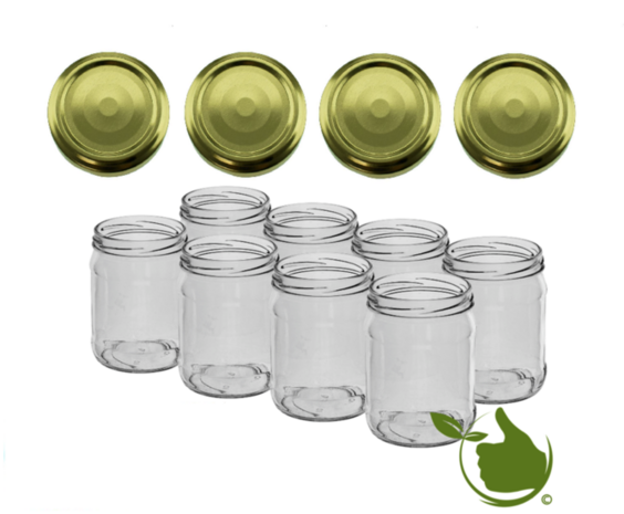Inmaakpotten 500 ml met twist-off deksel goud, 8 stuks