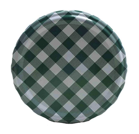 Glazenpotten 900 ml met twist-off deksel groen/wit blok design 8 stuks