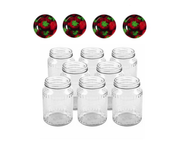 Glazenpotten 700 ml met twist-off deksel aardbei 8 stuks