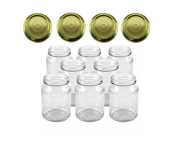 Glazenpotten 700 ml met twist-off deksel goud 8 stuks