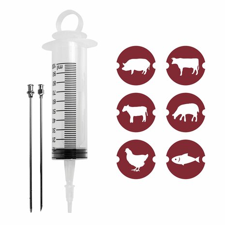 Vlees injector - (een set van twee naalden en een spuit)