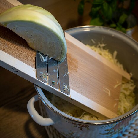 Houten Mandoline of Koolsnijder 3 messen 49 cm x 17 cm