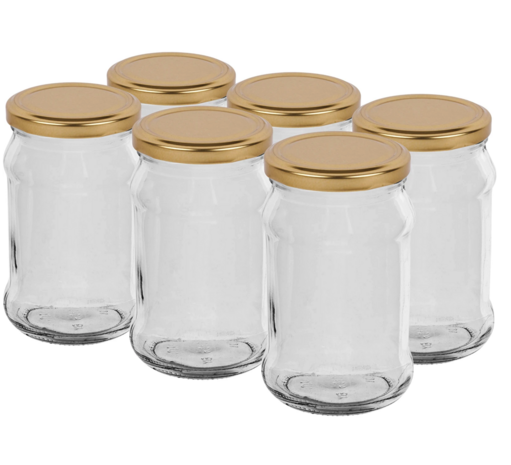 Glazenpotten 300 ml inclusief deksel verpakt per 6 stuks