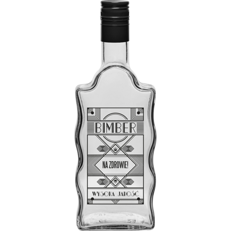 Glazenfles 0,5 L, met schroefdop, "Bimber" print