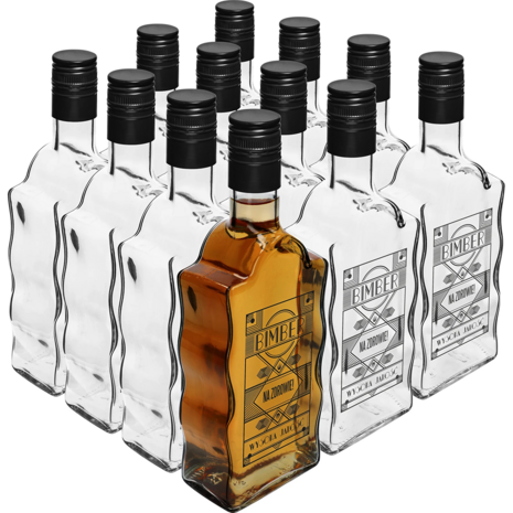 Glazenfles 0,5 L, met schroefdop, "Bimber" print