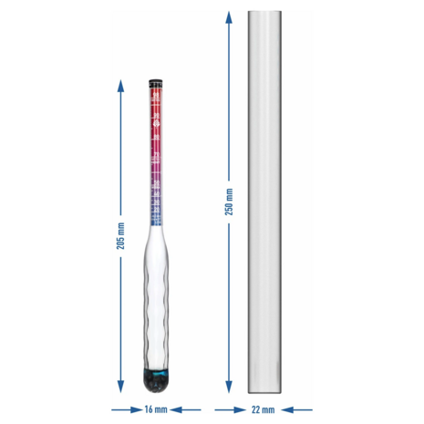Onbreekbare alcoholmeter met NeoProof-buis, meetbereik 20-98%